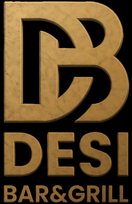Desi Bar & Grill logo in bronze vertical